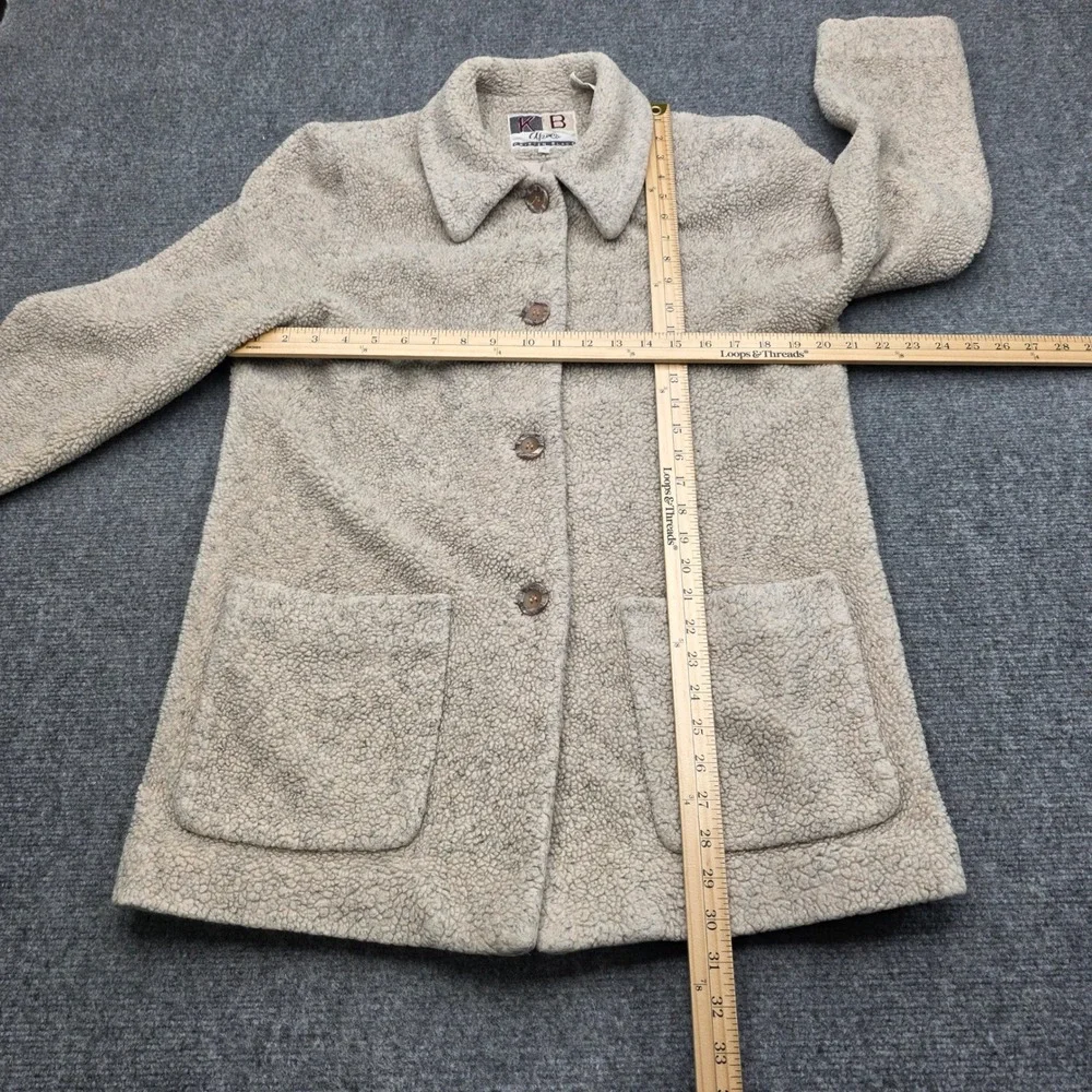 VTG Kristen Blake Apres Teddy Bear Sherpa Fleece‎ Jacket Coat Tan Beige Womens M